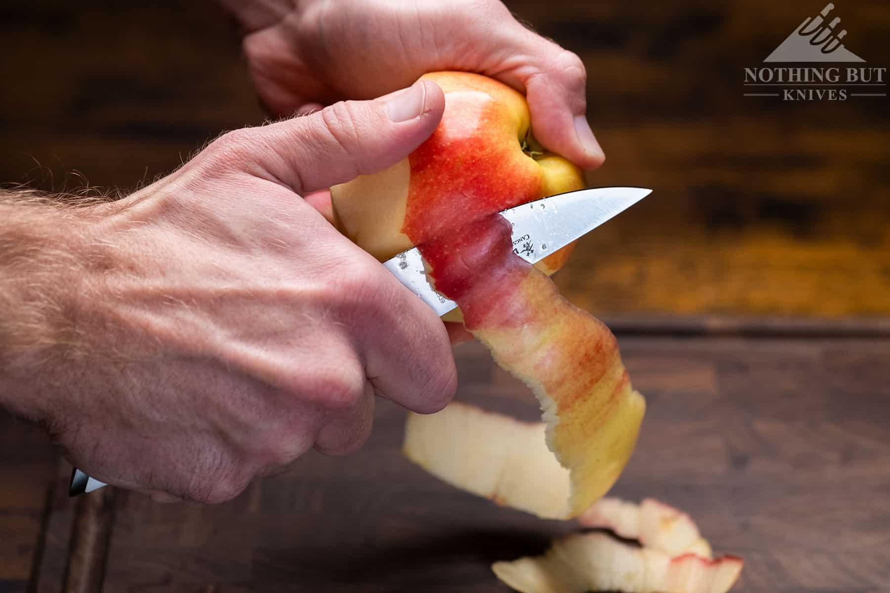 Peeling an apple with the Cangshan Helena paring knife was a lot of fun.
