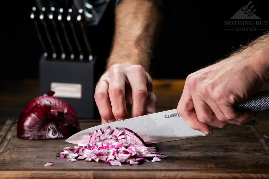 The Cuisinart C77SS chef knife handles soft produce well.