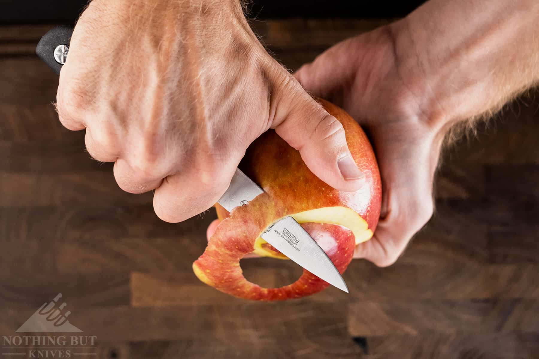 The 3.5 inch Mercer Culinary Genesis paring knife is great for peeling or coring. 