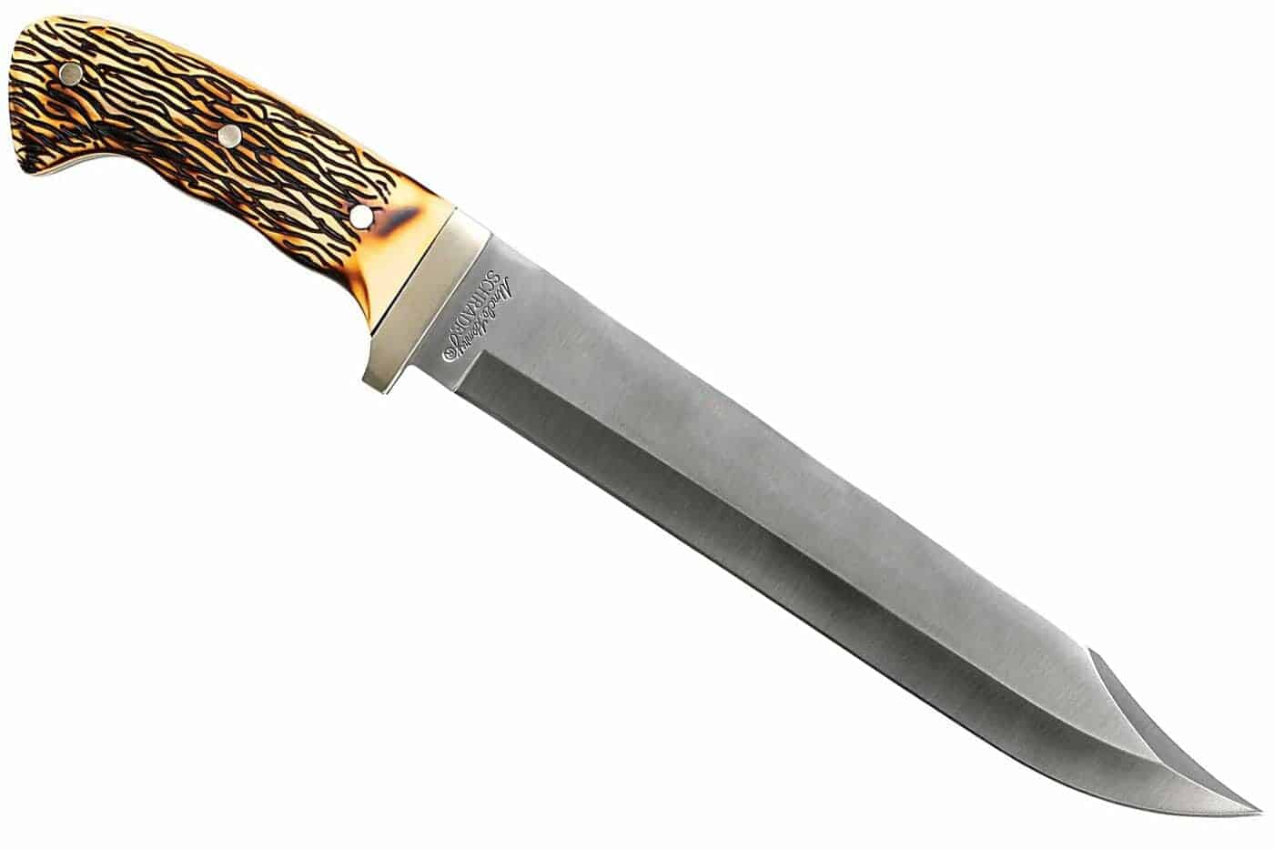 An ncle Henry Bowie Knife with bone handles scales. 