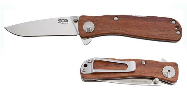 Wooden Handle Assited Opening Folding Knife From Sog