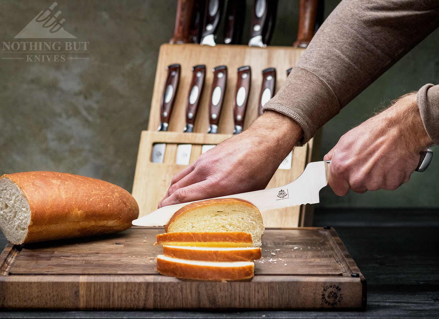 The off-set bread knife that is included in this set is an almost effortless bread slicer. 