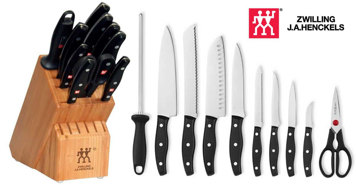 Hecef 27307-PI 14 Piece Stainless Steel Kitchen Knife Set with Block, –  VIPOutlet