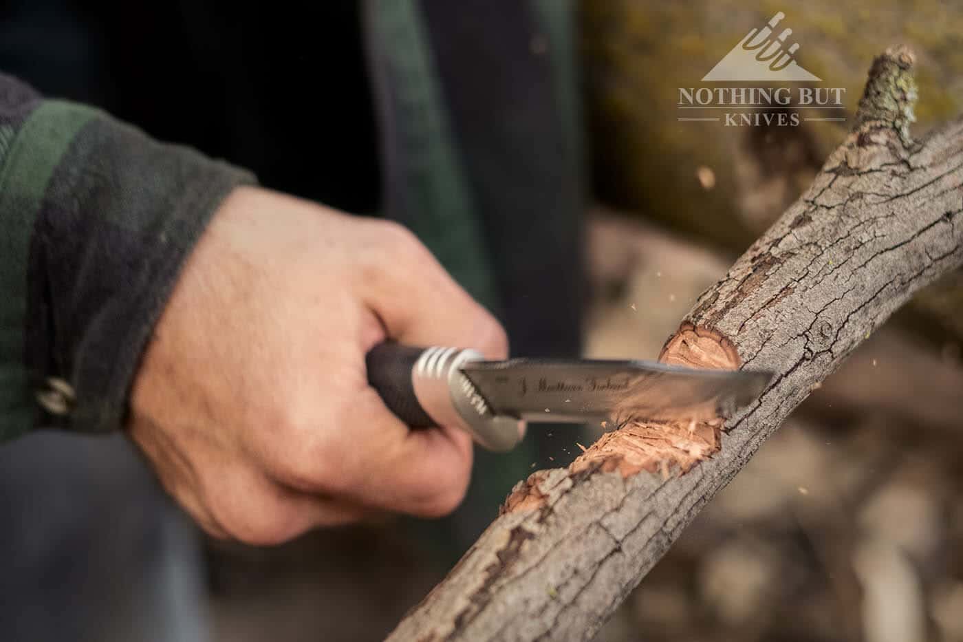 The Marttiini Condor Bowie knife is pretty good at chopping in spite of the fact that it isn't full tang and is very lightweight.