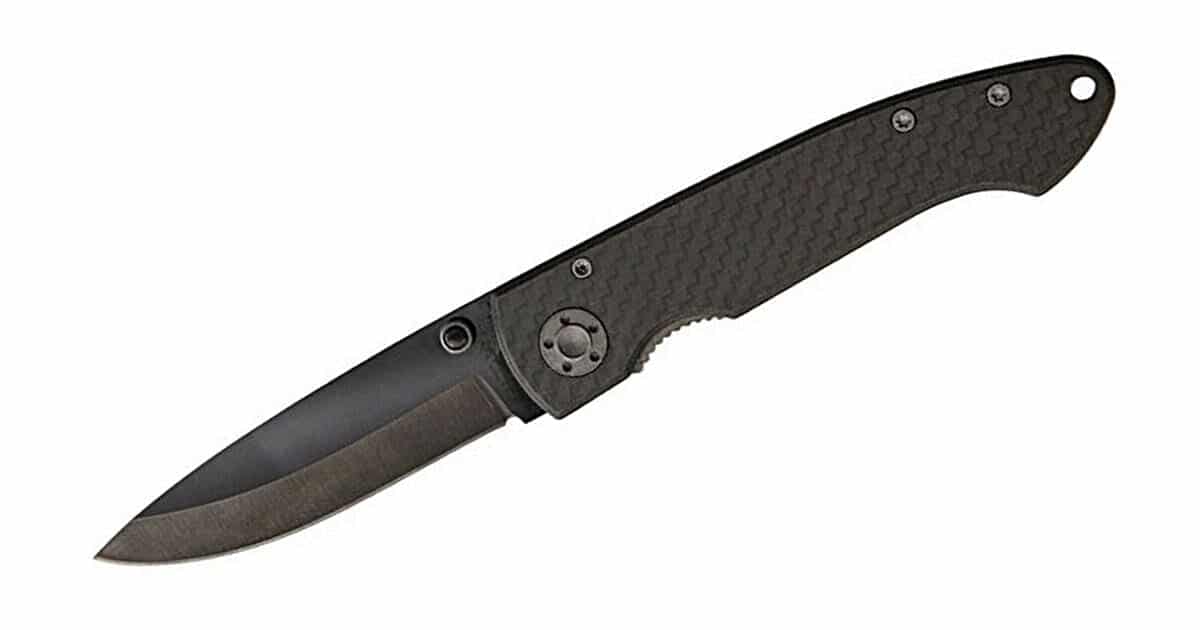 Stone River Gear Ceramic Folding Knife With Liner Lock and a Carbon Fiber Handle.