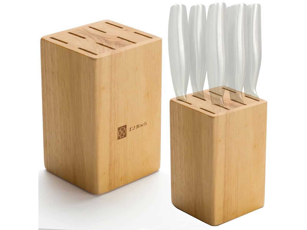 This handy 8 slot steak knife block is a great budget block for a kitchen counter top. 