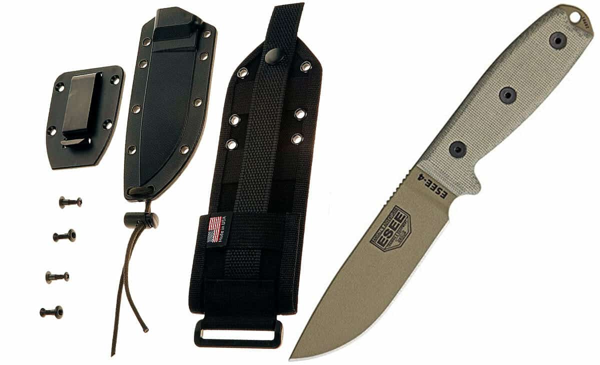 The Esee 4 is a great horizontal carry knife when it is ordered with the molle sheath option. 