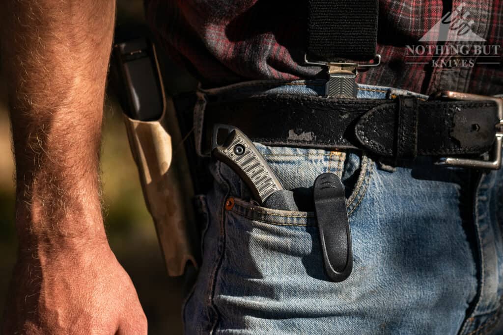 The Bonds Creek Badger can be carried on a belt or in a pocket.