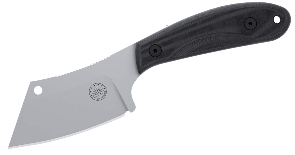 The Off-Grid Hoglet cleaver style fixed blade knife on a white background.