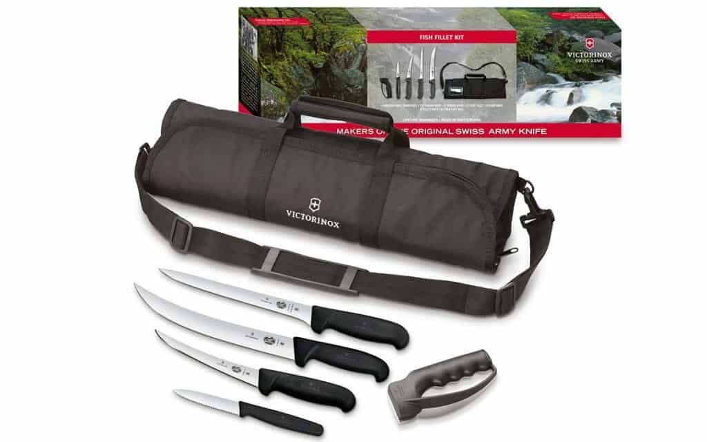 This kit ships with four knives, a sharpener and a carry bag. 