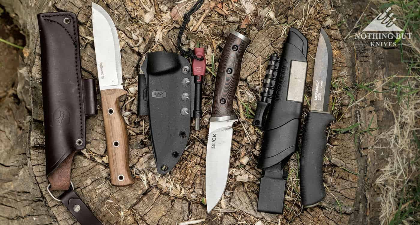 The Buck Selkirk vs the Condor Swamp Romper and Morakniv Bushcraft Black.