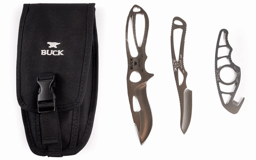 The minimalist design and lightweight of the Buck Paklite Elite hunting knife set makes it one of the most popular kits on the market. 
