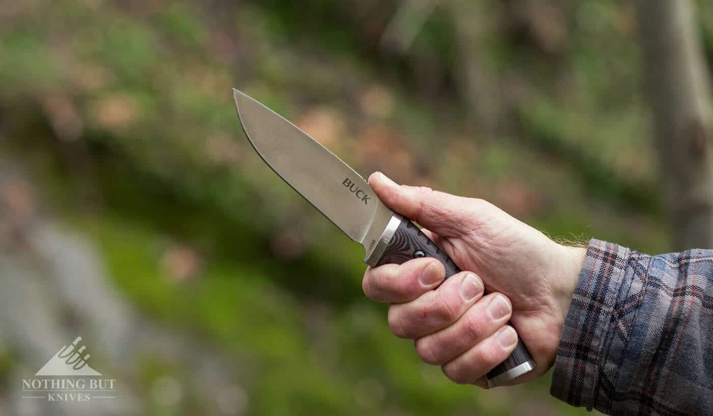 Buck Selkirk Knife Review - Image 2 A hand wraps easily around the Selkirk's Micarta handle.