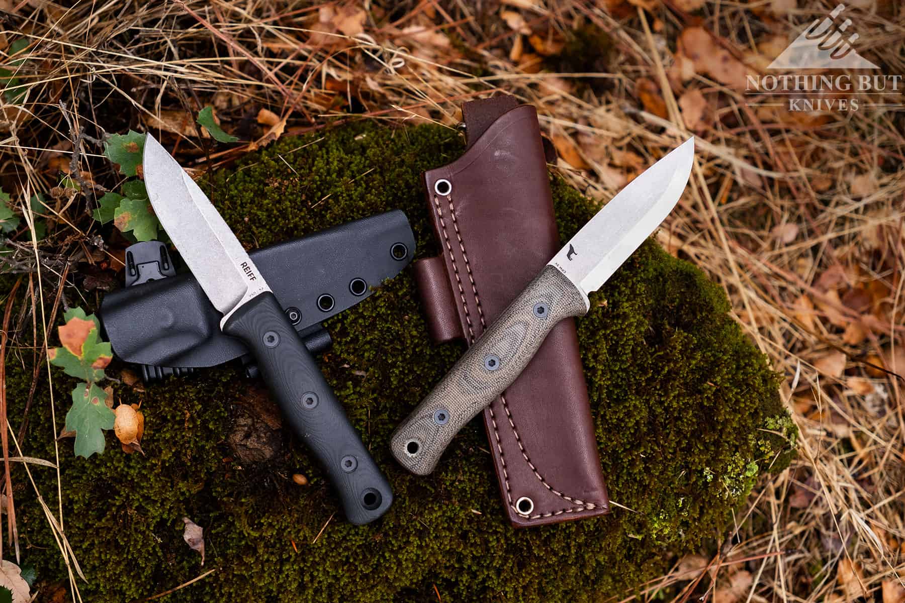 The Reiff F4 bushcraft knife iis available in a variety of handle scale or sheath options. 