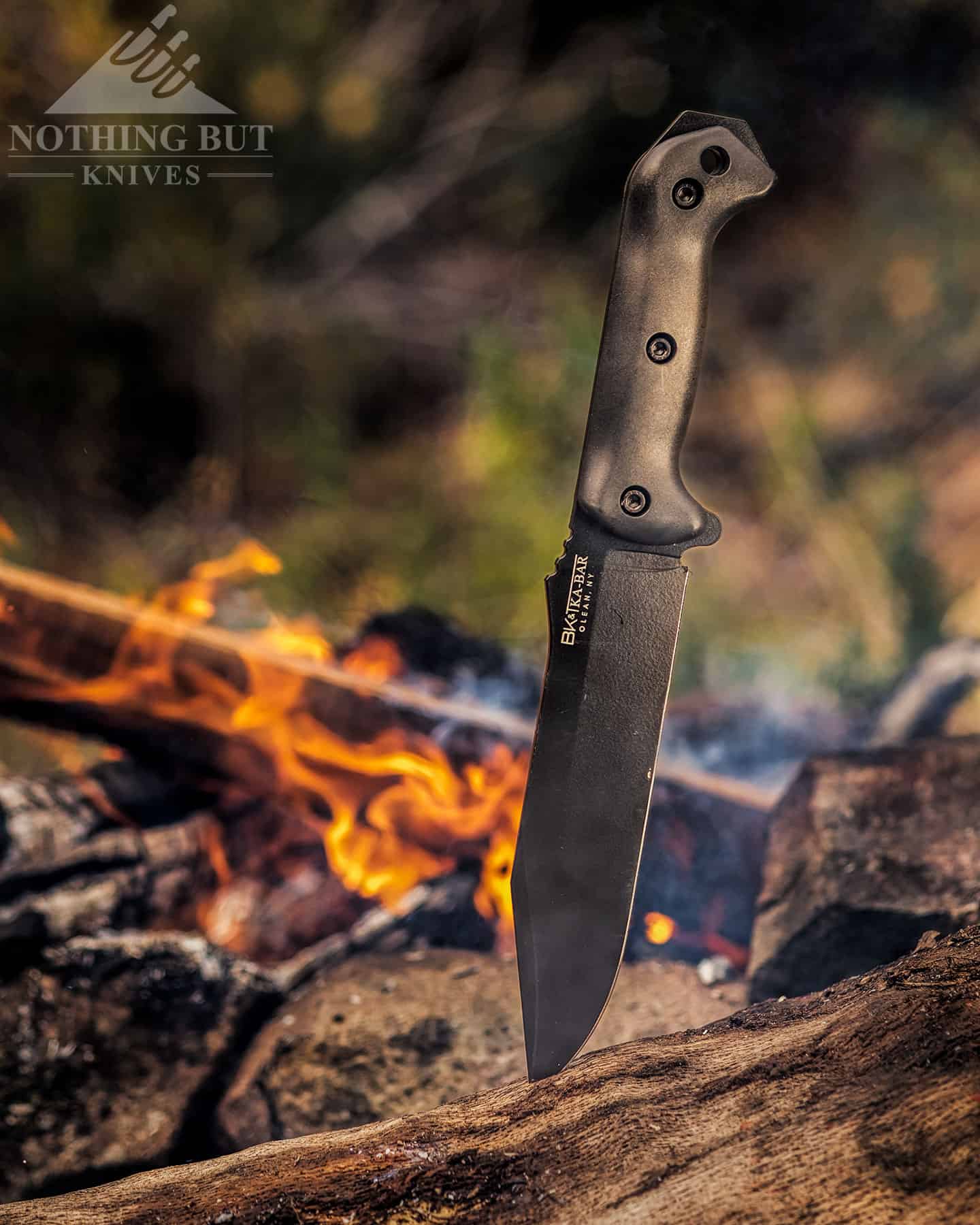 Camping with the Ka-Bar Becker  BK7 Bowie knife. 