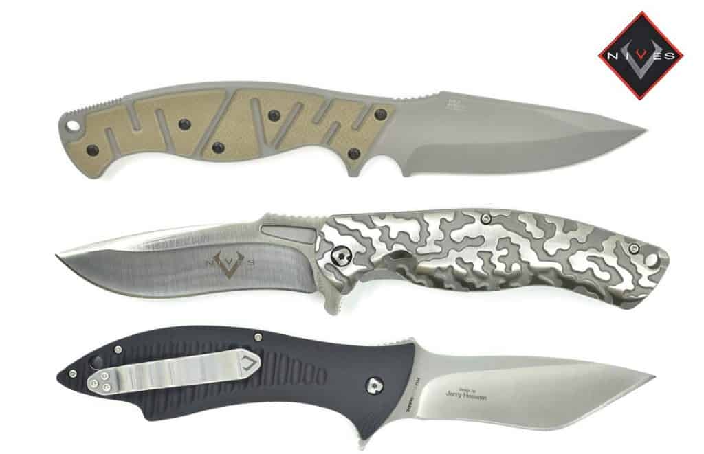Three different V Nives pocketknives that were made in America. 
