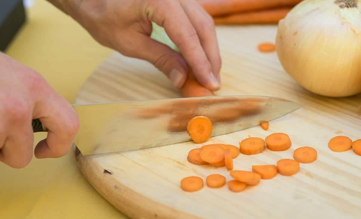 The 8 inch Kaizen Chef Knife sliced a carrot with ease.