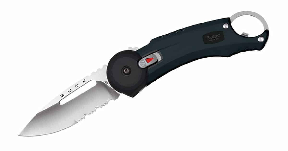 The Buck 750 Redpoint is a modern looking pocket knife. 