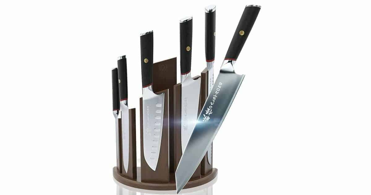 The Dalstrong Phantom kitchen knife set is a premium set. .