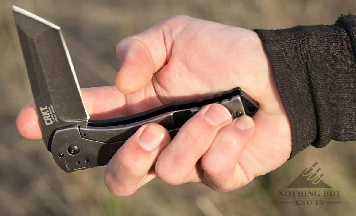 One handed open an close is almost effortless on this foling knife. 