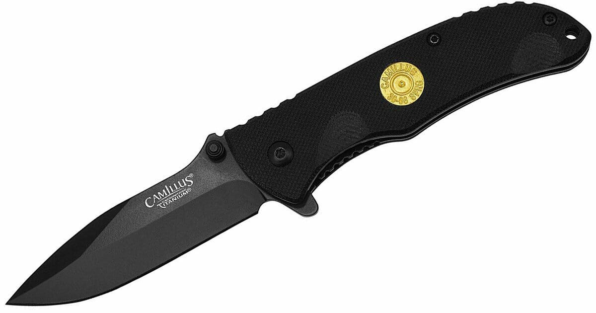 Every Camillus Centerfire knife has a shell casing embeed in the handle. 