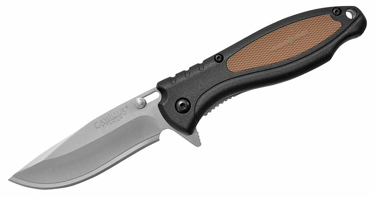 The tigersharp is a great looking pocket knife from Camillus with titanium coating.