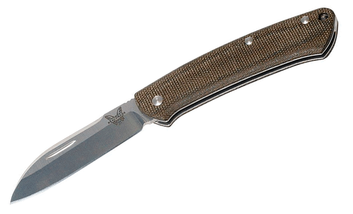 The Benchmade Proper 319 is an excellent folding pocket knife with micarta handle scales.