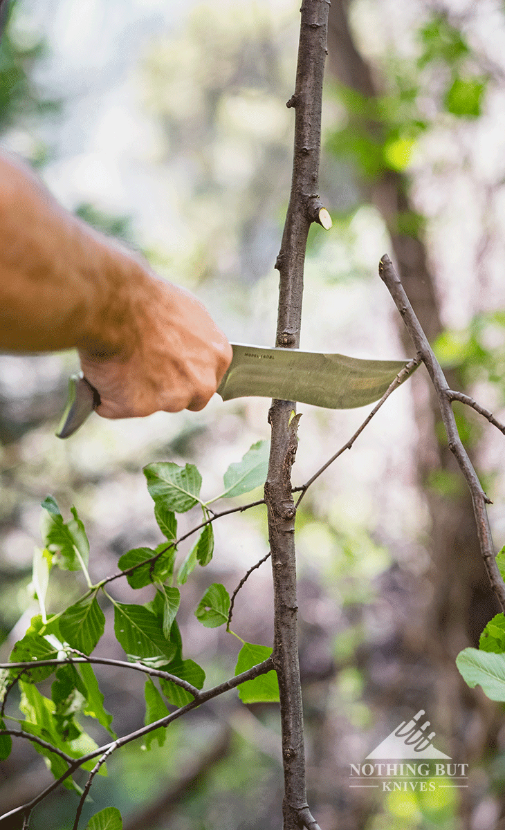 The Browning Battle Bowie make short work of branch clearing.