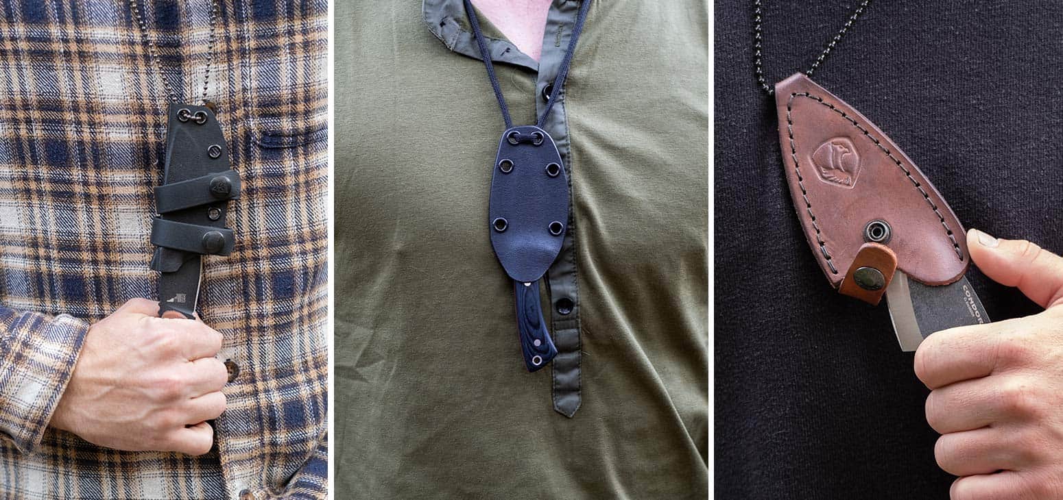 These neck knives have great sheaths with good retention and easy deployment.