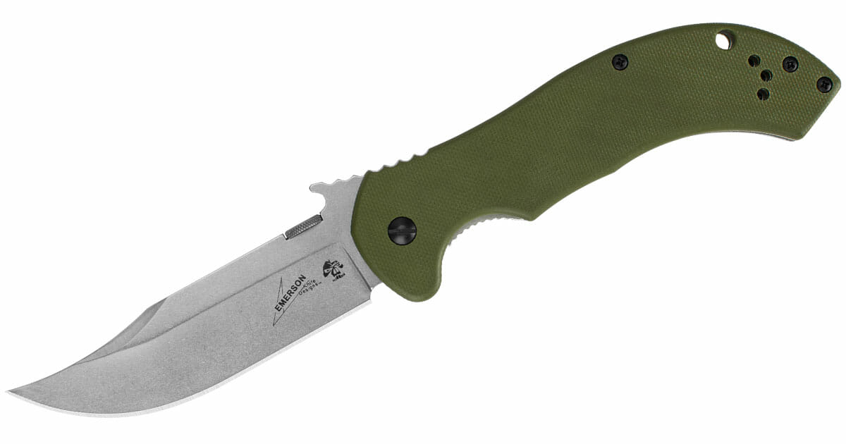 The Best Hard Use Pocket Knives Under $50 And $100 13 The Kershaw Emerson CQC-10K with a hunter green handle on a white background.