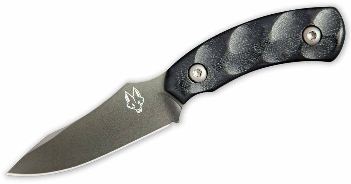 Southern Grind Jackal Pup with black G10 handle scales on a white backgrouond.