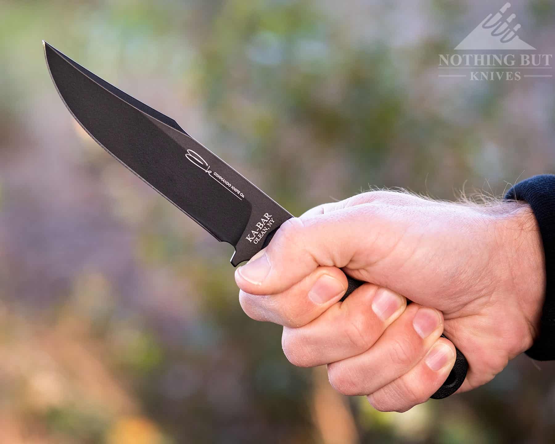 Testing the Ka-Bar EK Commando Short Clip Point handle ergonomics.