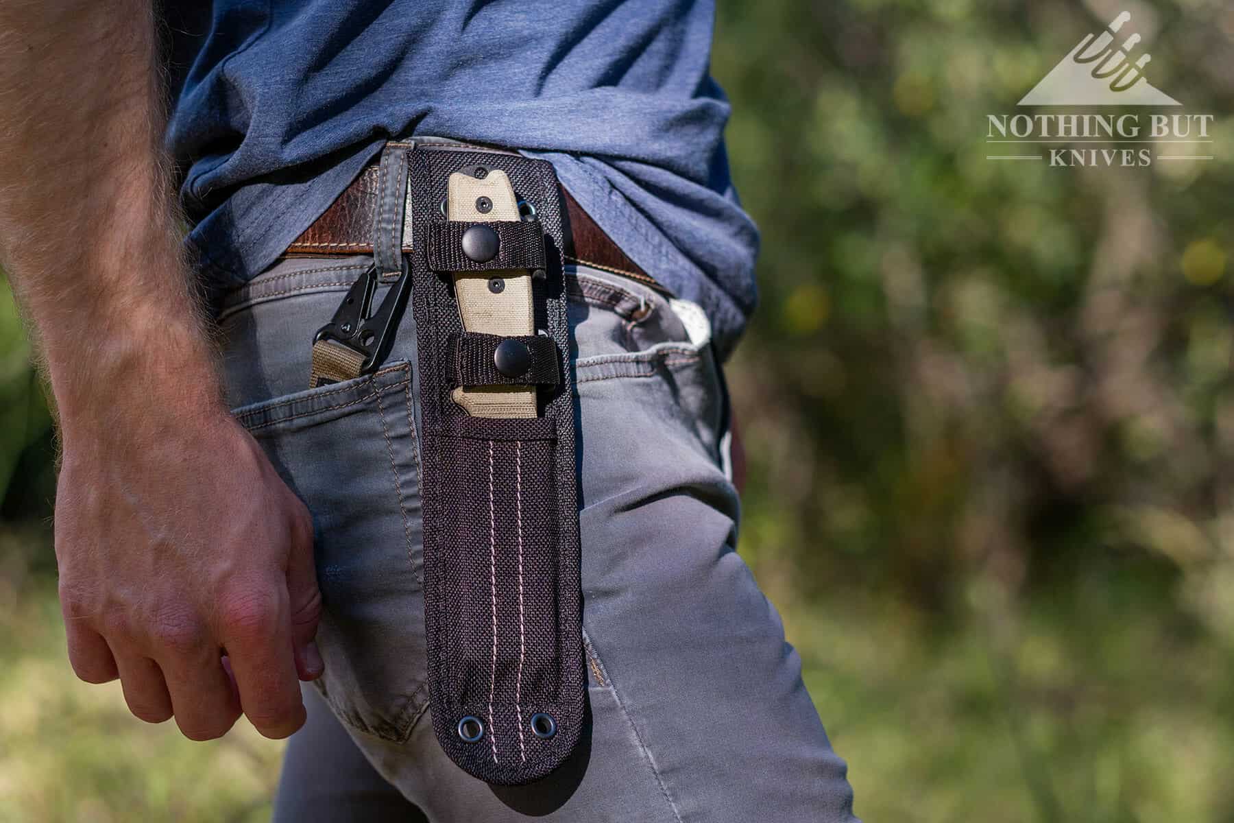 Ontario Knife Company Rat 3 Review - Image 8 The button straps that go across the handle are mostly nice, but they aren’t both necessary for keeping the knife secure.