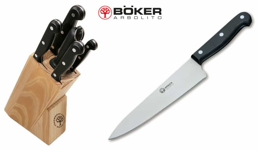 Boker Core Kitchen Knife Set, Walnut Wood