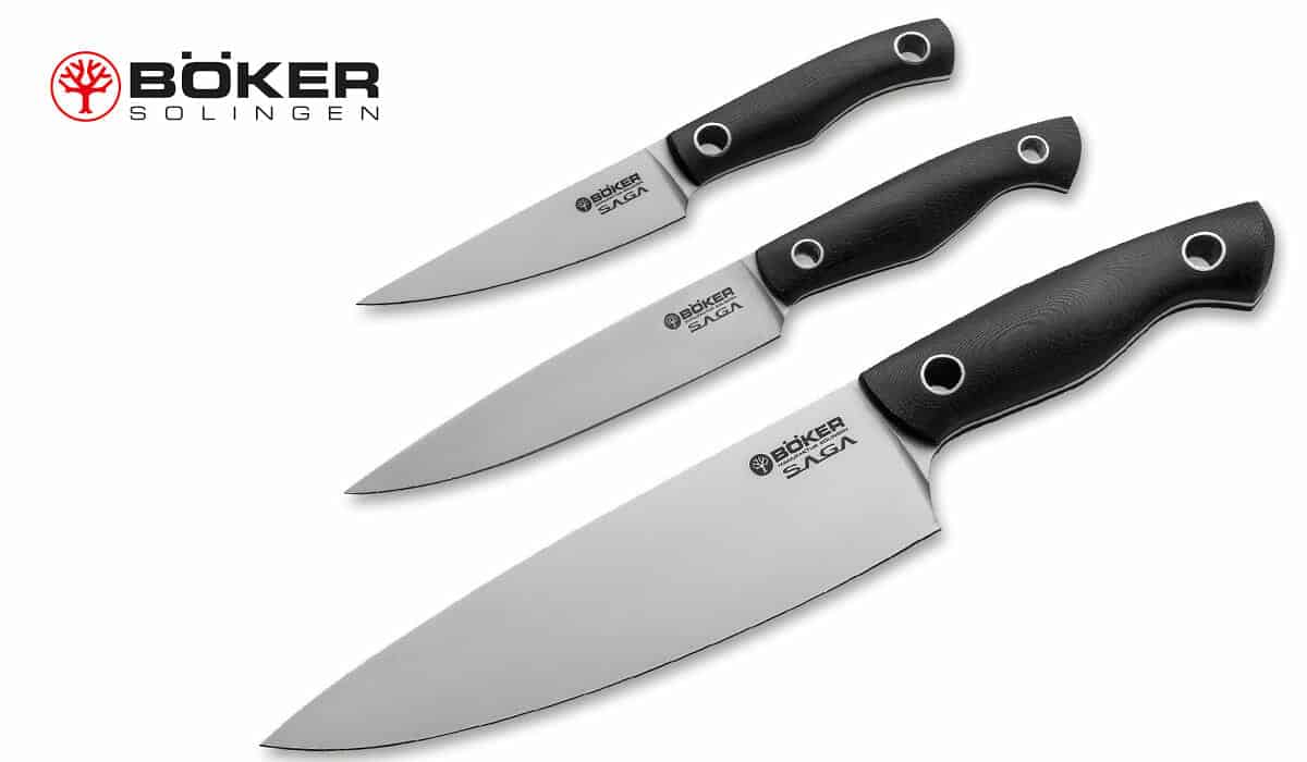 A Guide To Kitchen Cutlery By Outdoor Knife Companies - Image 3 The Saga series is a vaguely bushcraft knife-inspired cutlery set with G10 scales
