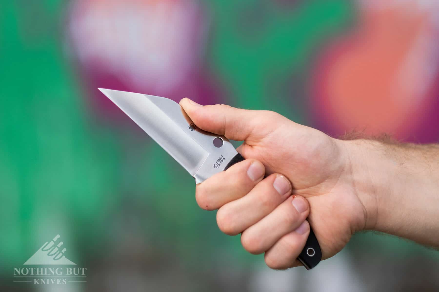 The shape of this knife is designed for your thumb to rest on the spine
