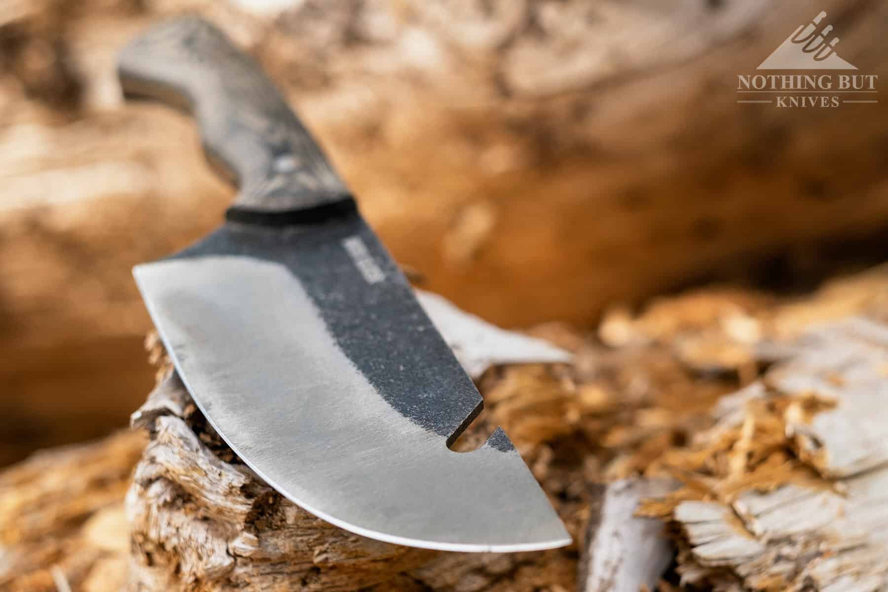 The Bush Slicer has a convex grind which is more common in kitchen cutlery than survival or bushcraft knives.