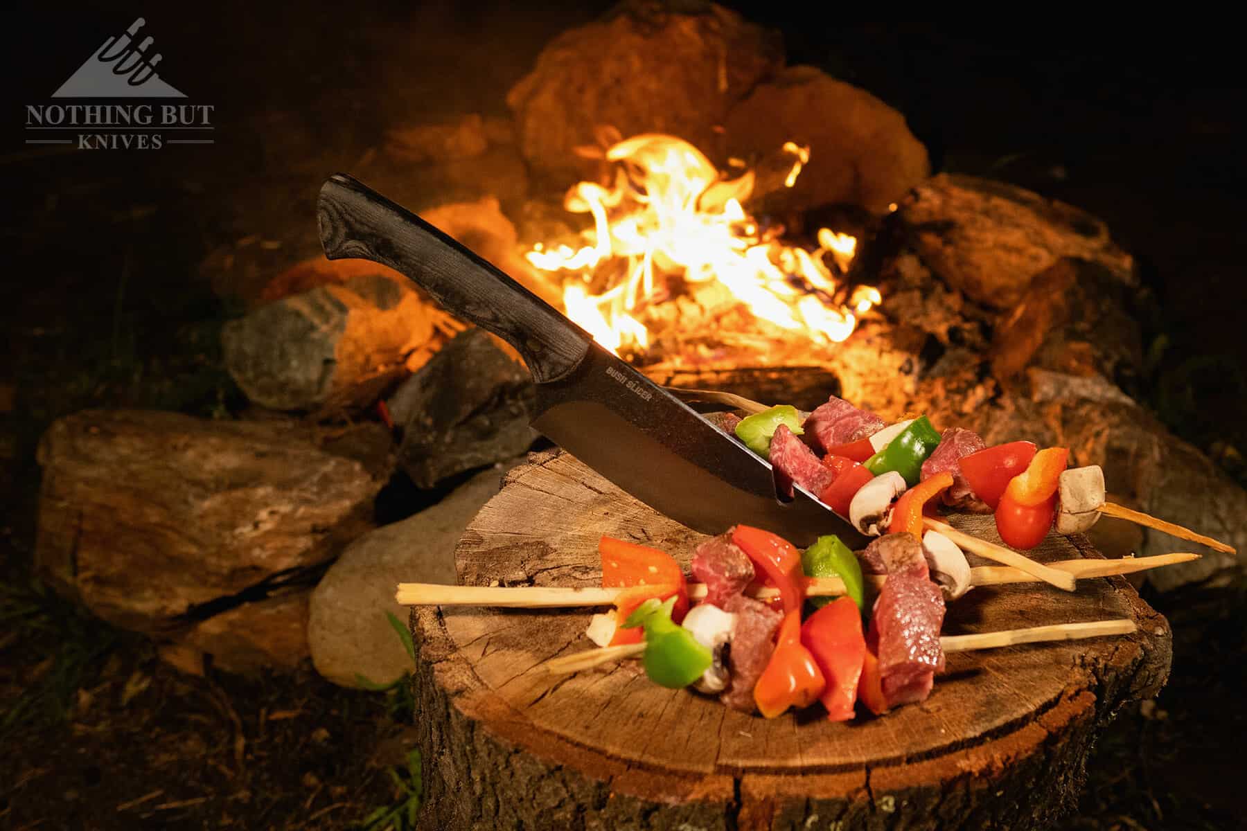 The Bush Slicer performed quite well as a camp fire food prep knife.