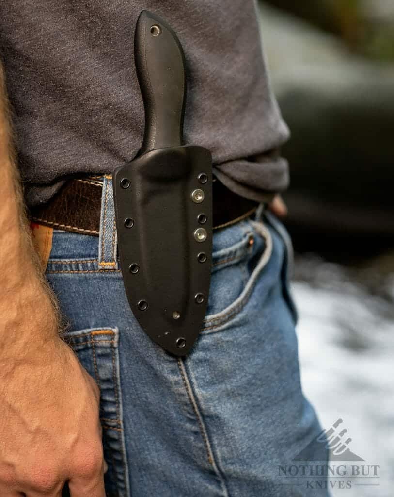 Spyderco Bill Moran Fixed Blade Review - Image 6 This knife can be carried vertically but it rides a little high.