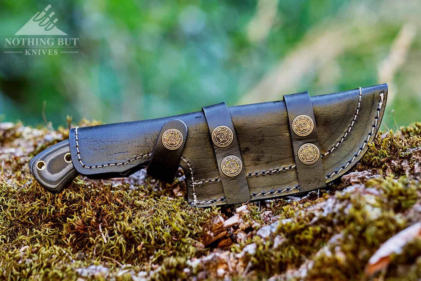 Forseti Steel Ironside Damascus Tracker Review - Image 2 The Forseti Tracker ships with a well made black leather sheath.