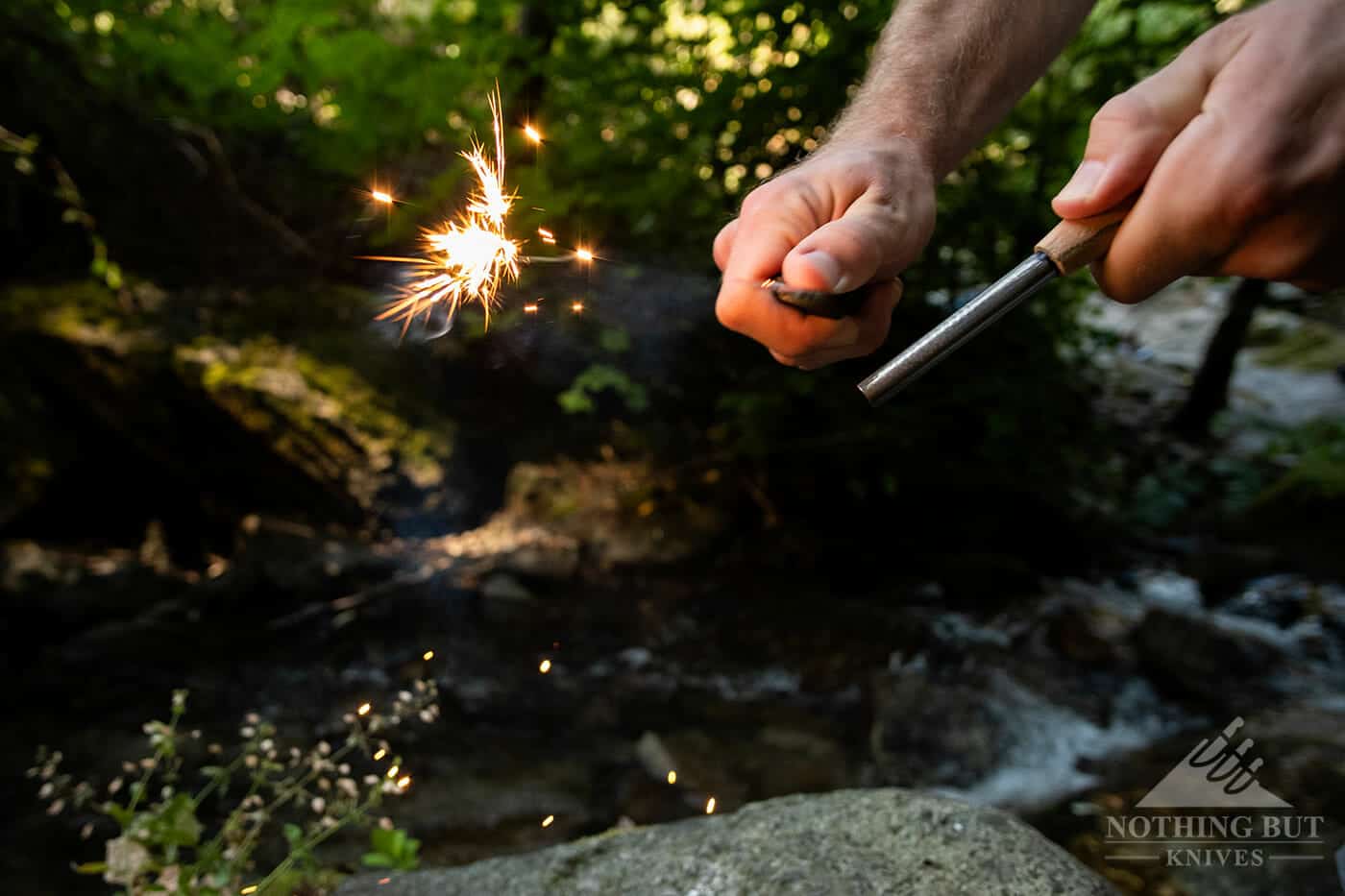 This Bill Moran designed knife throws a lot of spark, and it is a great option for fire starting while camping or backpacking. 