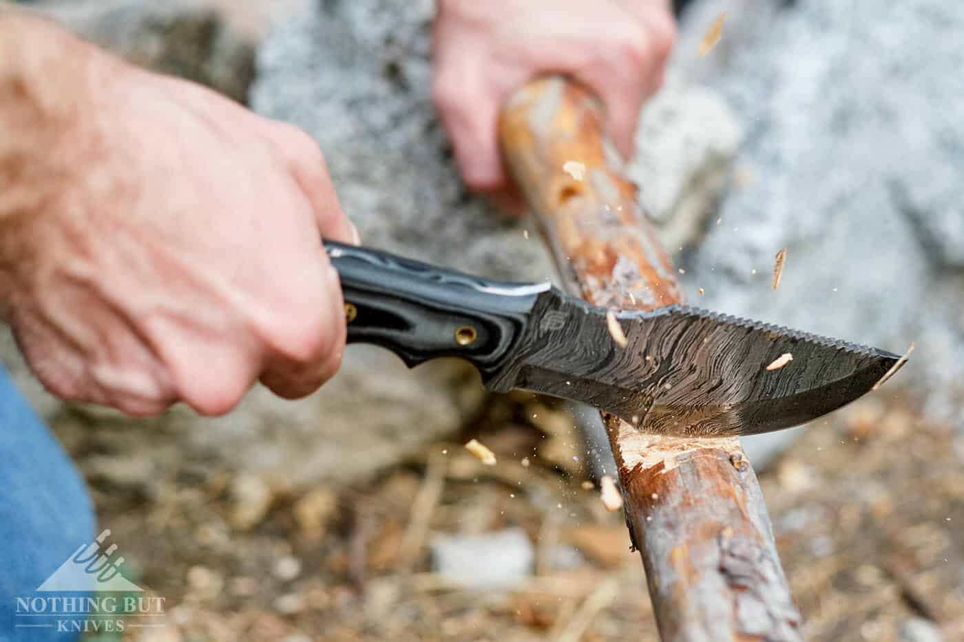 Forseti Steel Ironside Damascus Tracker Review - Image 12 The front part of the Forseti Ironside Tracker's blade was designed for chopping.
