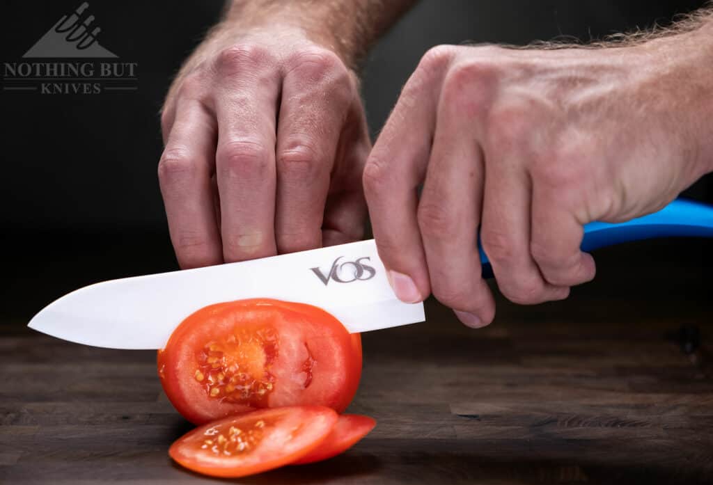 The six inch Vos ceramic chef knife is a standout performer in this set.
