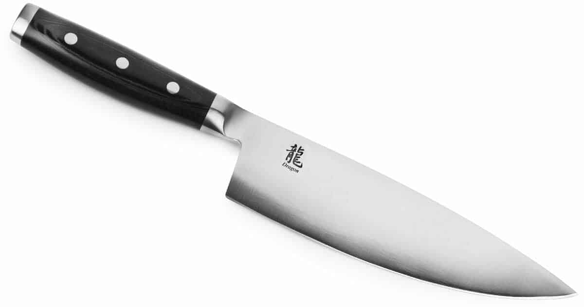 The Yaxell Dragon Chef Knife with BD1N steel blade.