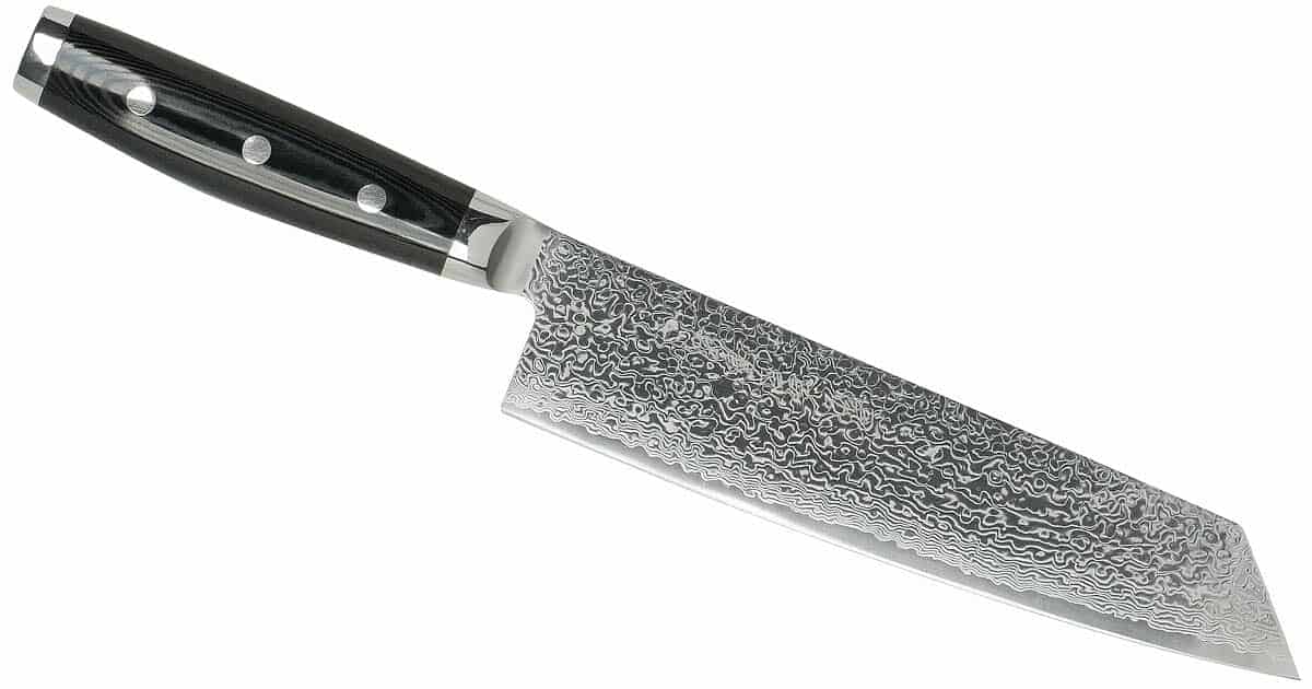 HexClad 8 inch Japanese Damascus Stainless Steel Chef Knife Full Tang, Silver