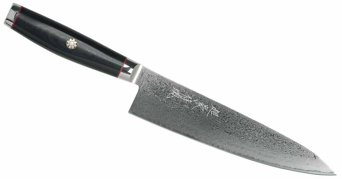 HexClad Damascus Steel 6.5 inch Nakiri Knife, Ergonomic Full Tang Handle, Silver