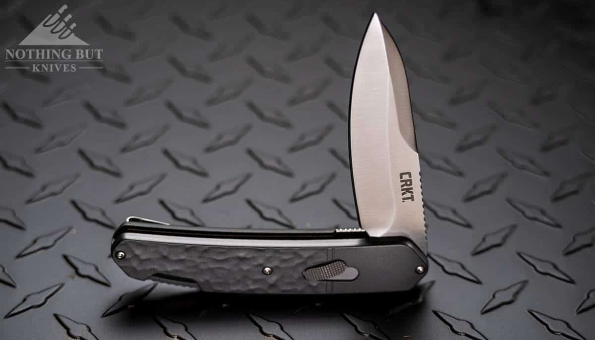The CRKT Bona FIde with a D2 steel blade. This versatile pocket knife was designed by Ken Onion.