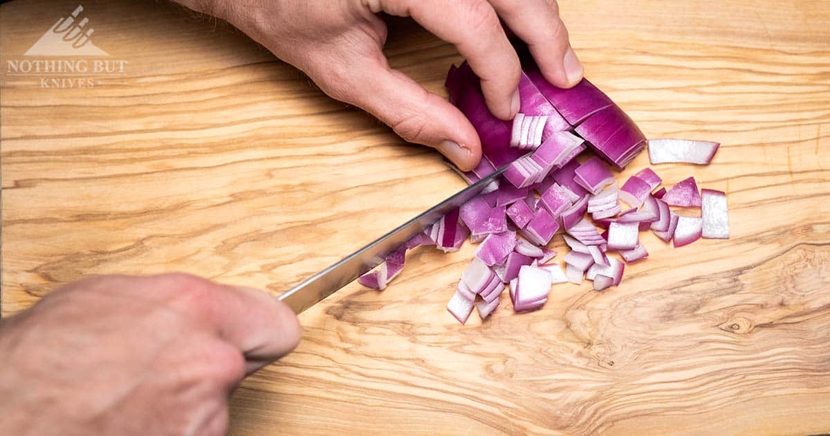 Yaxell Mon Gyuto 8 Inch Chef Knife Review - Image 7 The great edge retention of this knife makes it a good choice for anyone who dilikes sharpening kitchen knives.