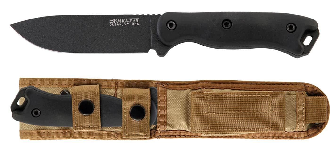 The Ka-Bar Becker BK18 shown with it's sheath.