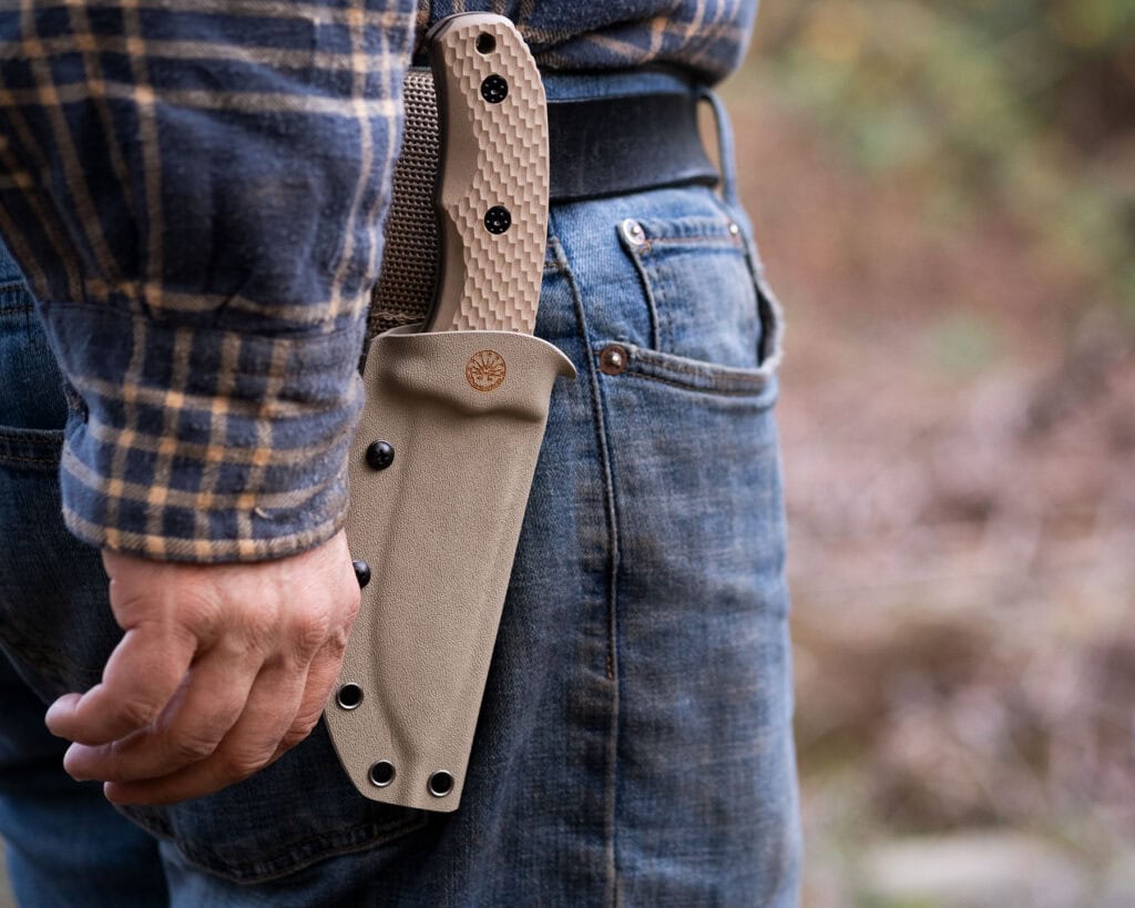 The version 2 sheath sits lower than the original which makes it more comfortable. 